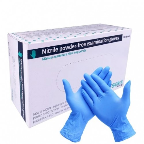 Mănuși examinare nitril nepudrate S  albastre x 100 buc.