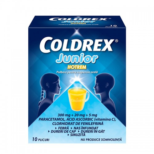 Coldrex Junior Hotrem pulbere pentru solutie orala 3g x 10 plicuri