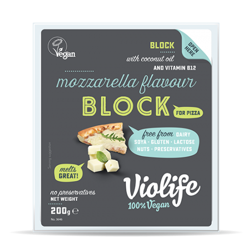 VIOLIFE Block – Cascaval vegetal cu gust de mozzarella, pentru pizza x 200g