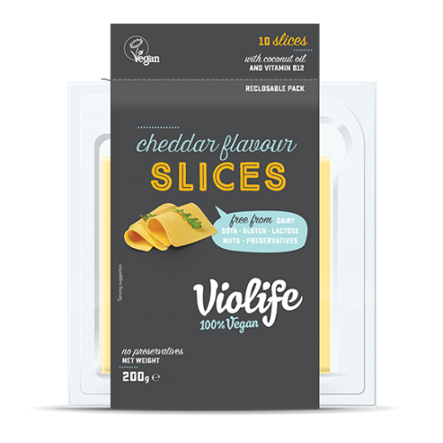 Violife – Brânză vegană feliată cu aromă Cheddar