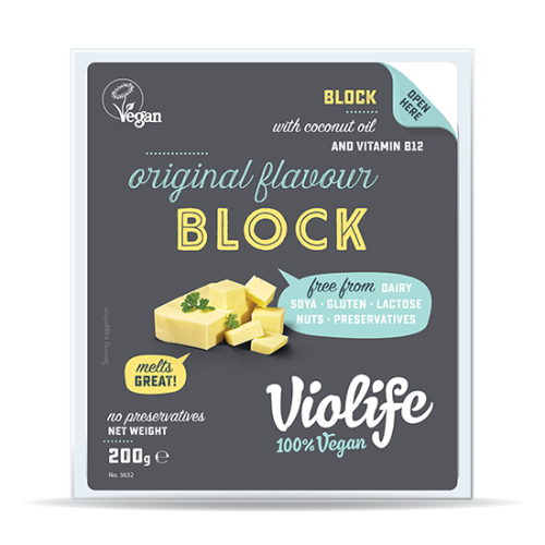 Violife Block – Brânză vegană gust original,  pentru pizza